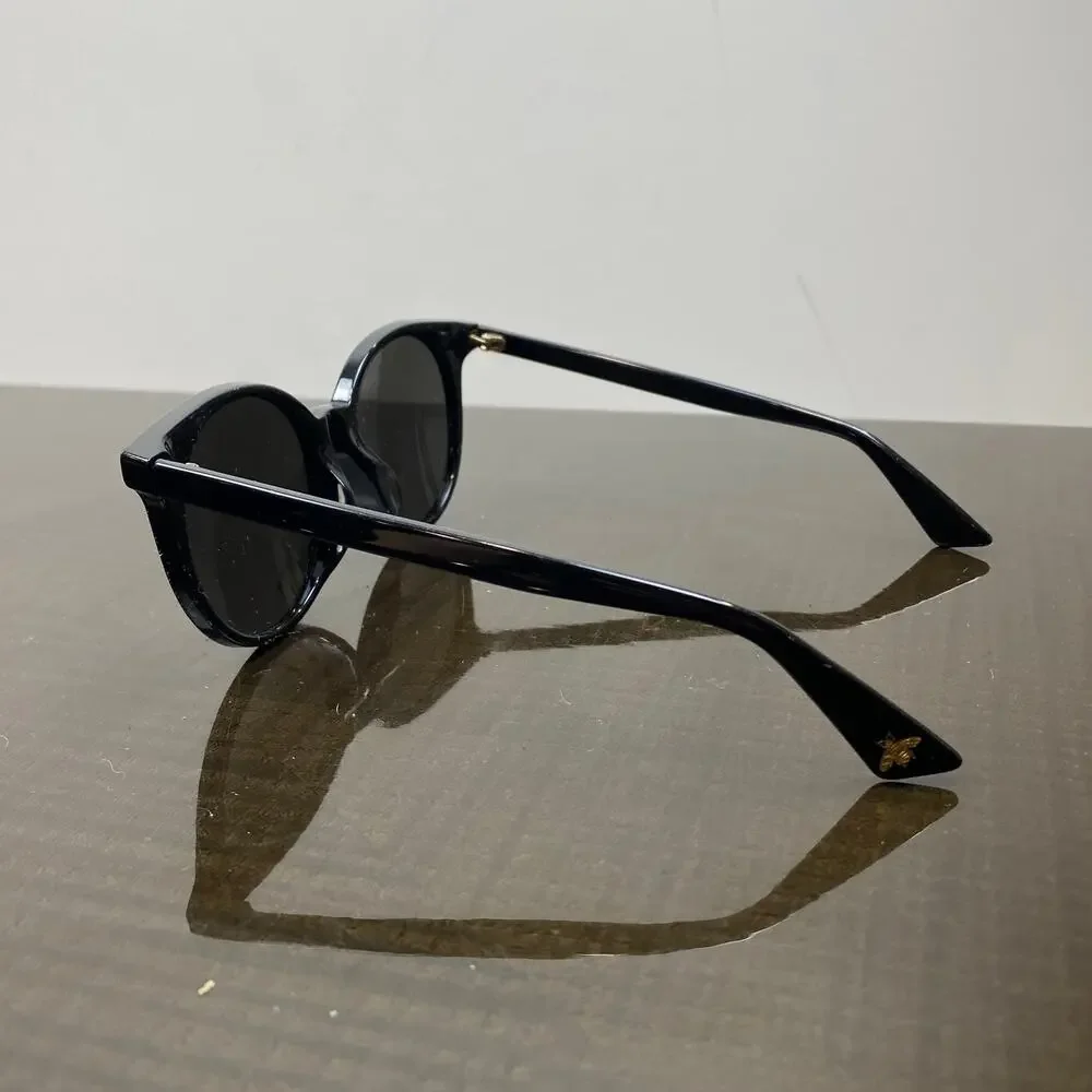Gucci GG0091SA 001 Full Rim Round Black Sunglasses